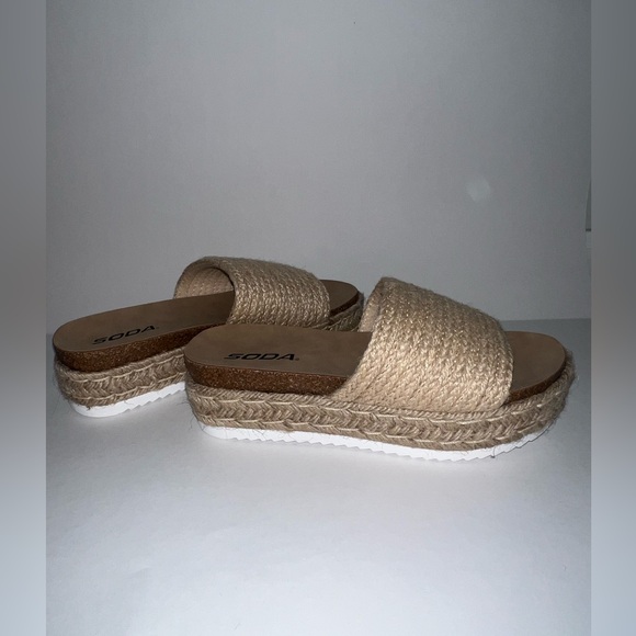 Womens Open Toe Platform Wedge Heel Raffia Espadrille Flat Sandals - Picture 5 of 9